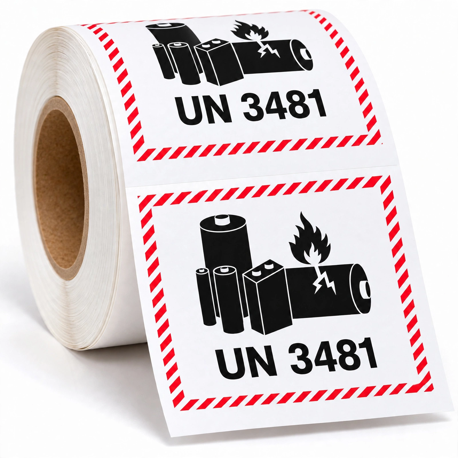 Roll of new battery marks UN 3481 without the telephone strip